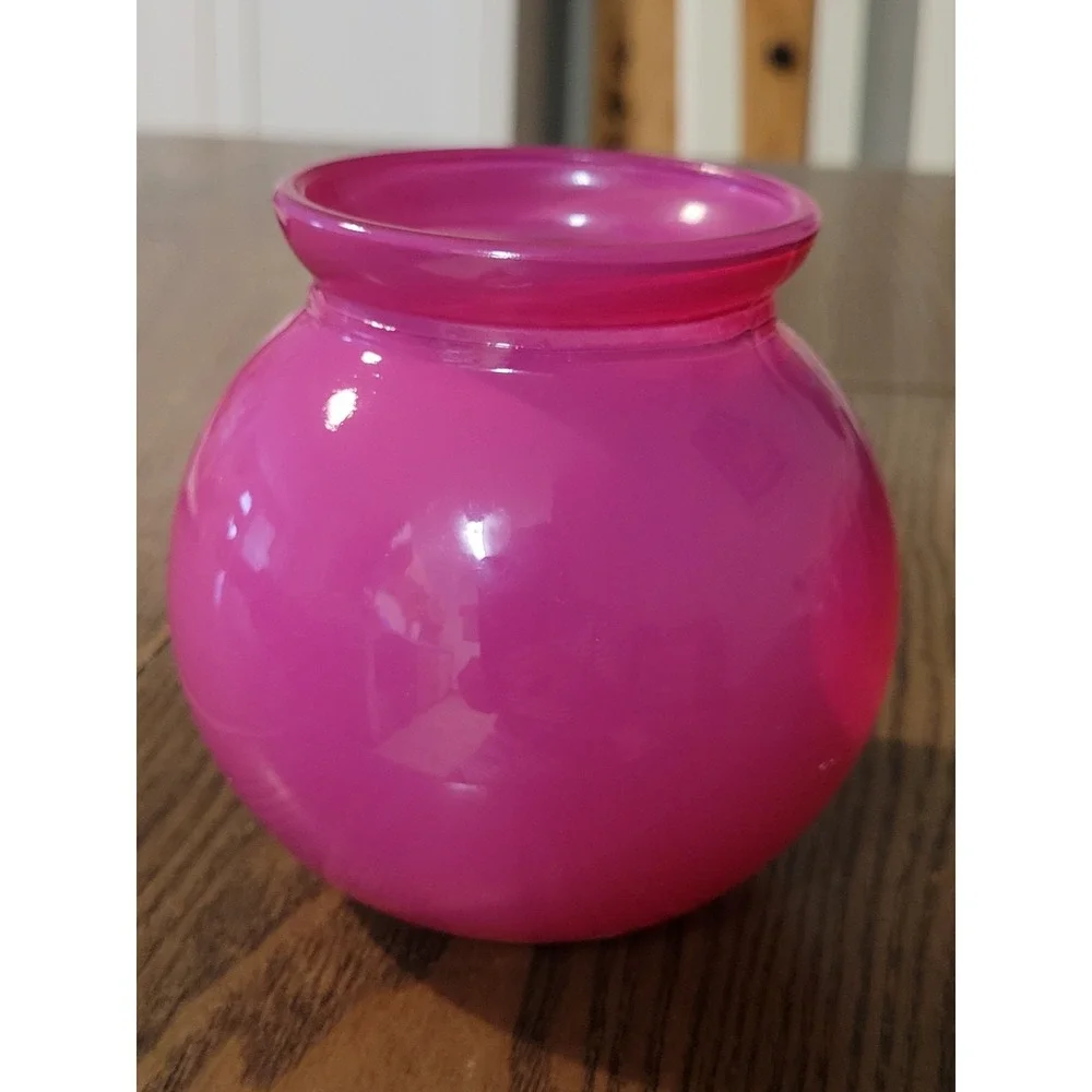 Pink Glass Emoji Kiss Small Vase Hand Blown 3 1/2 Inches Tall